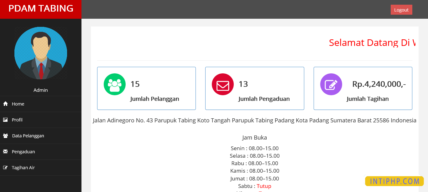 Project Php PDAM Dibuat Dengan Coding Php Sederhana Cocok Untuk Pemula